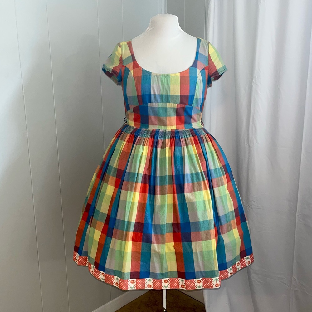 RARE - Blutsgeschwister Rainbow Check Dress - Size Small